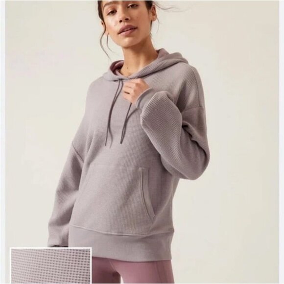 Athleta Light Purple Balance Waffle Knit Pullover Hoodie Women’s Size Small - Picture 1 of 7